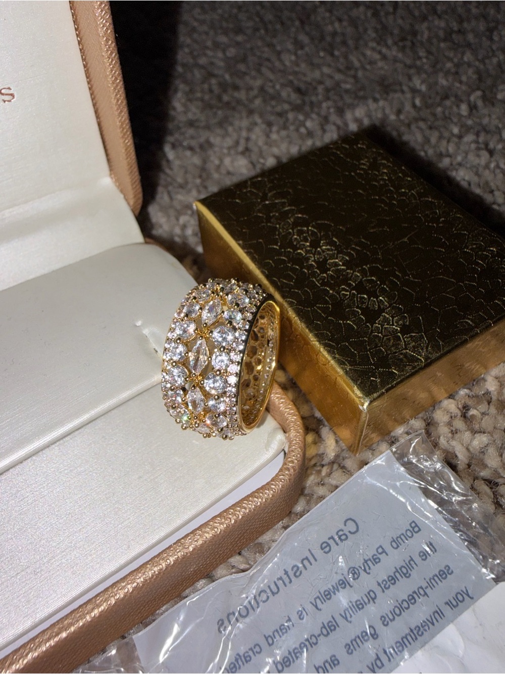 Gold Pavé Floral Wide Band Ring - beautifully blooming